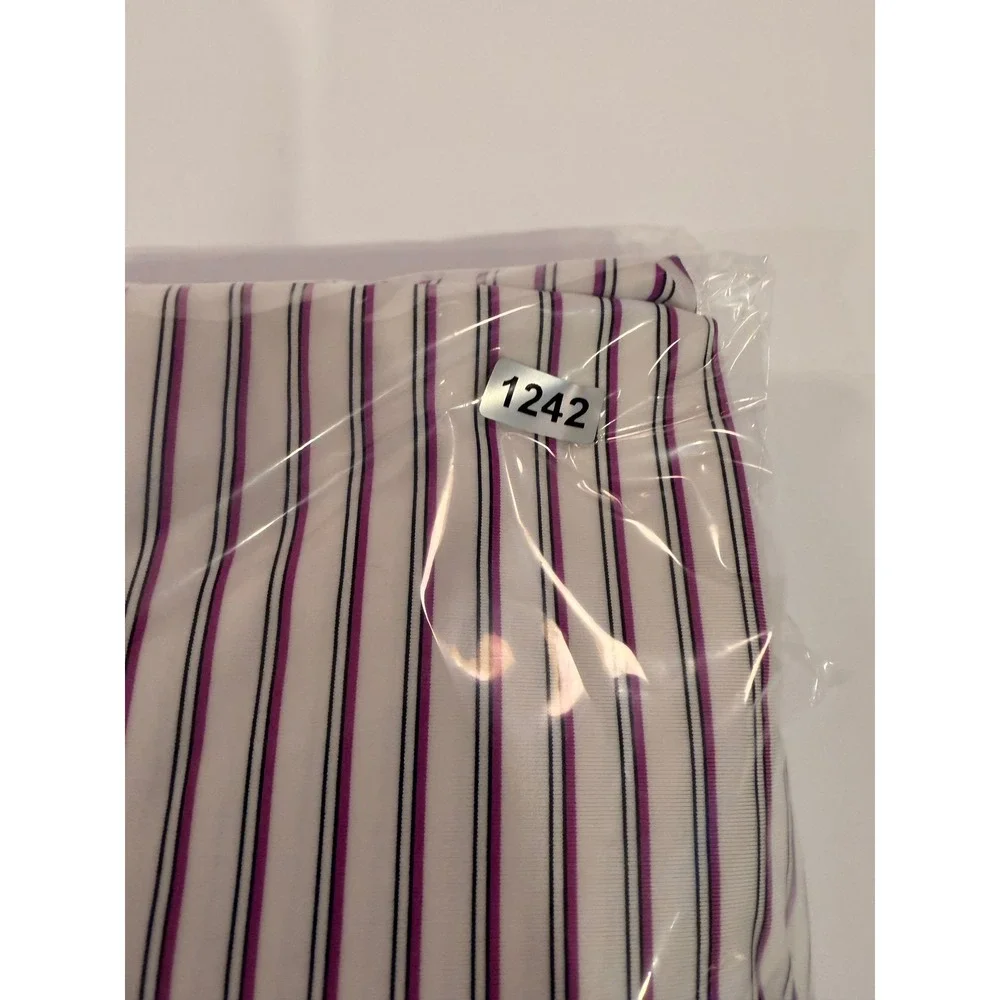 FootJoy FJ Golf Polo Shirt Men's Large White Purple Stripe Performance Stretch